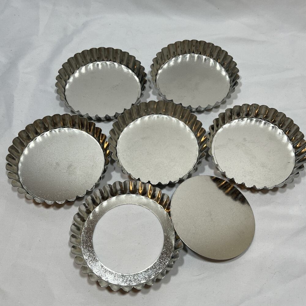 Set of 6 Removable Bottom Round Baking Tins For Tart or Quiche Tartlet Pan 4.75”